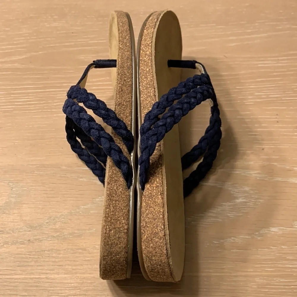 Lands End Navy or Abra sandals Sz 9 NWOB soft suede